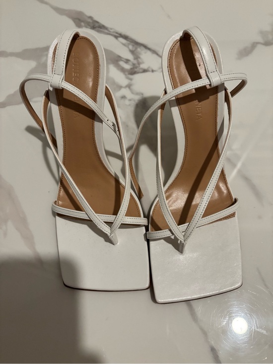 Bottega Veneta Shoes - Bottega Veneta White Strappy Square-Toe Sandals